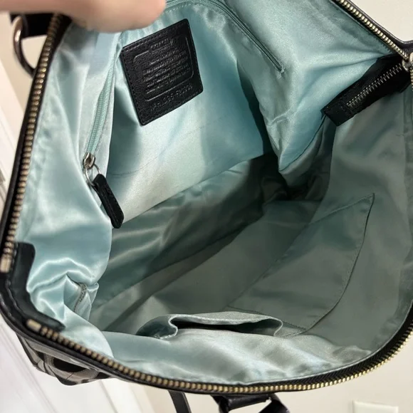 Coach Daisy Black and Silver Signature Tote Bag with 2 Hangtags